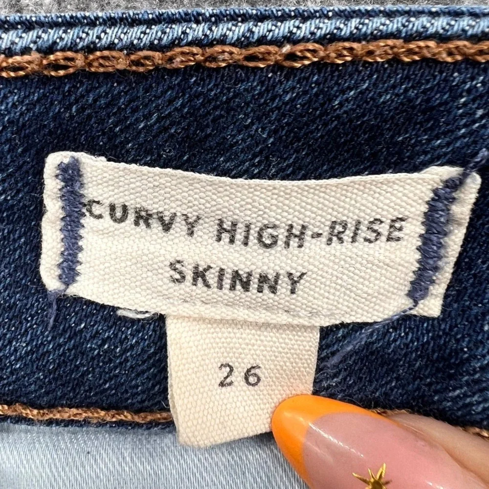 Madewell Curvy High-Rise Skinny Jeans Blue Tencel Blend Size 26 Ankle Boho Chic